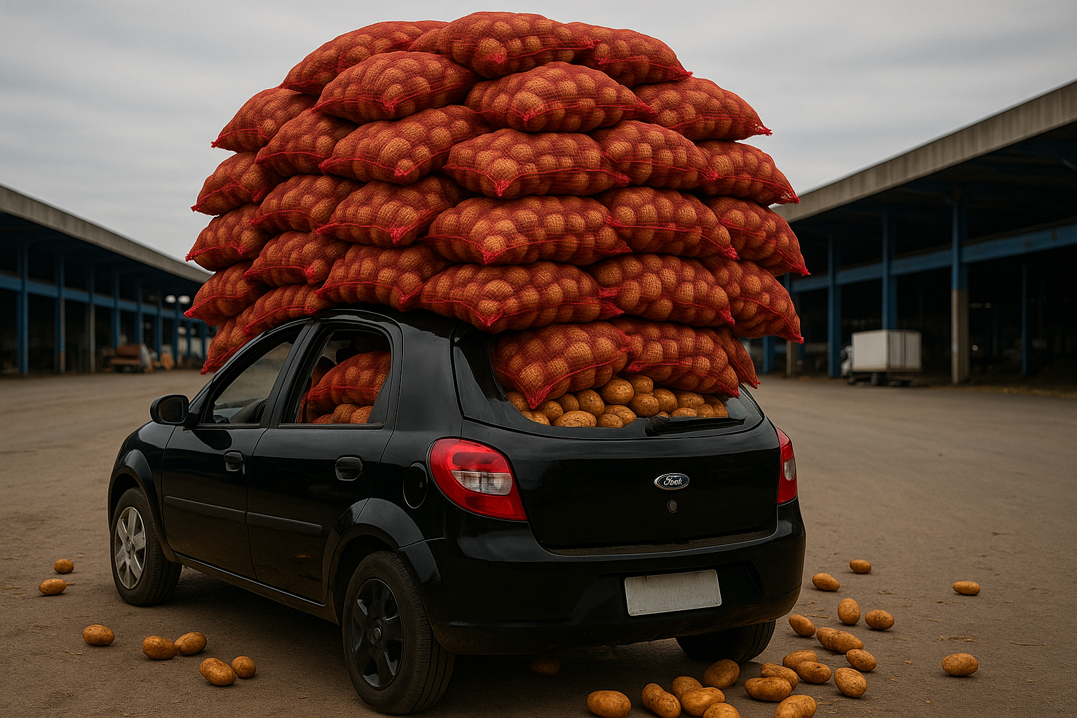 Ford Ka 'abarrotado' de batatas vira sensação na internet