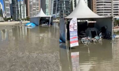 Água represada causa transtornos na Avenida Atlântica