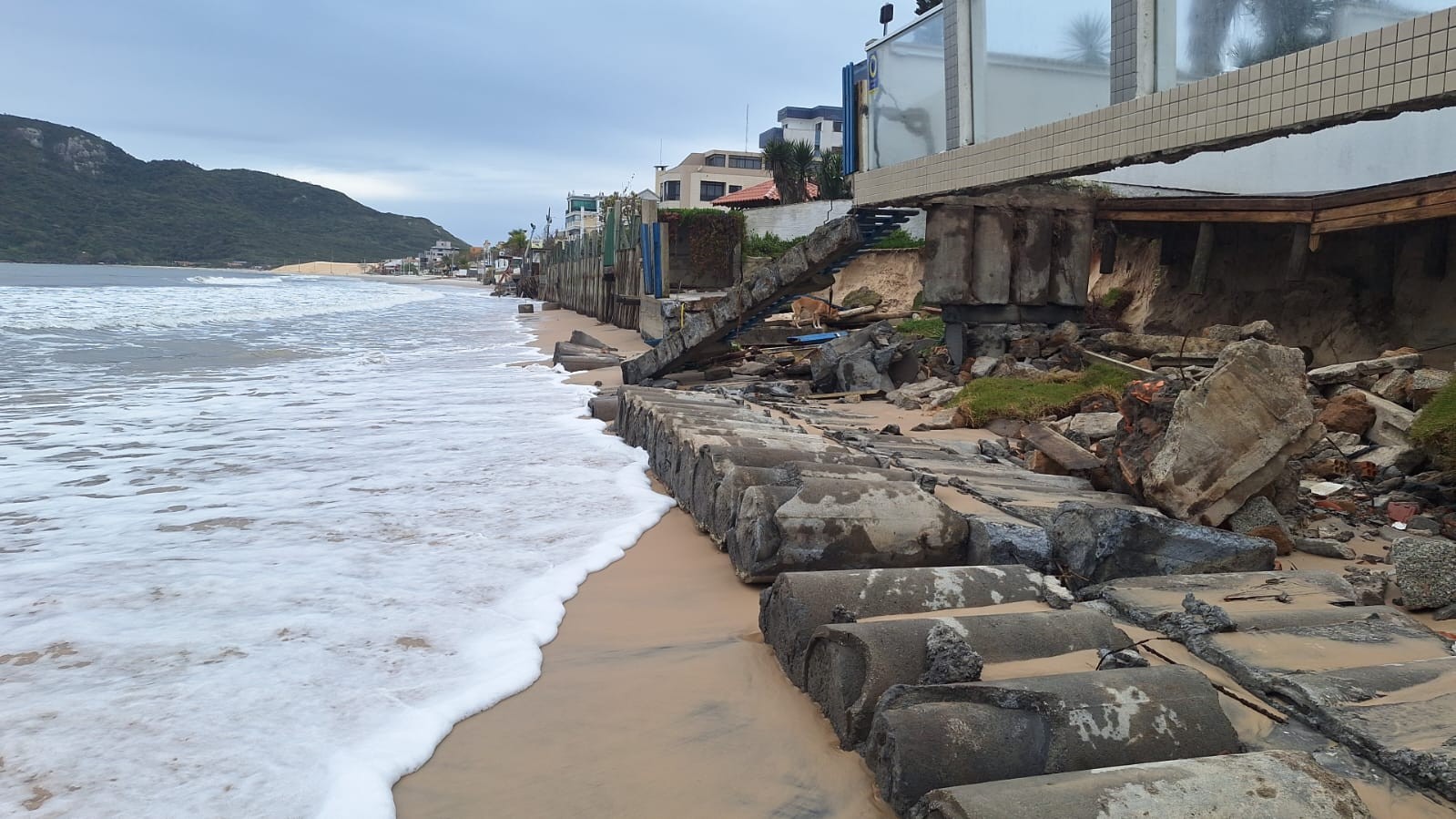 Mar Avança e Atinge Casas na Praia dos Ingleses em Florianópolis